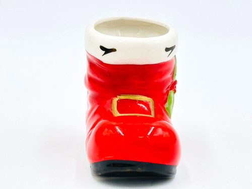 Bota de Papá Noel roja vintage de Navidad maceta bastón de caramelo etc. Soporte 2 1/8" T - Imagen 3 de 6
