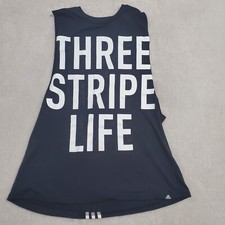 Adidas Ultimate 2.0 Muscle Tank Top Women L Black Three Stripe Life CF8092