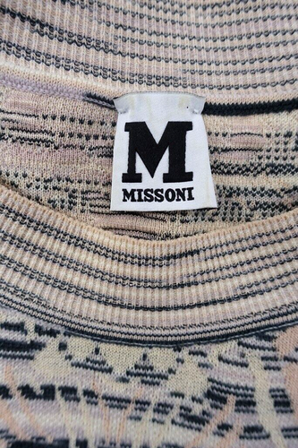 MISSONI WOOL COTTON SHIRT TOP Pink Black Beige Size 42 US 12 - Picture 6 of 8