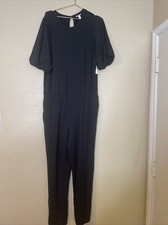 Womens Daily Ritual Navy Blue Sleeveless Jumpsuit Drawstring Waist SIZE XL