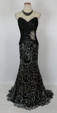 NEW Size 4 Tony Bowls 550 Black Silver Prom Formal Gown Mermaid Sequin Dress