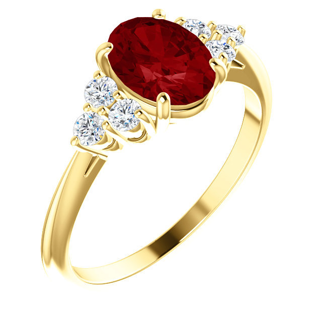 Lab Created Ruby & 1/6 CTW Diamond Ring - 14k Gold or Sterling Silver Lab Created Ruby & 1/6 CTW Diamond Ring - 14k Gold or Sterling Silver