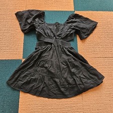 Sky Velvet Dress Womens Large Black Short Sleeve Square Neck Mini NEW X3a