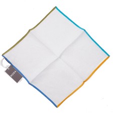 NWT RODA Multicolor Contrast Quadrant Border Print Linen Pocket Square
