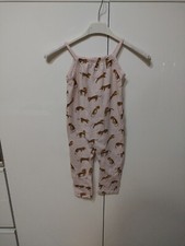 Salopette Tutina intera Bambina H&m Rosa Lunga Con Tigrotto 12/18 Mesi