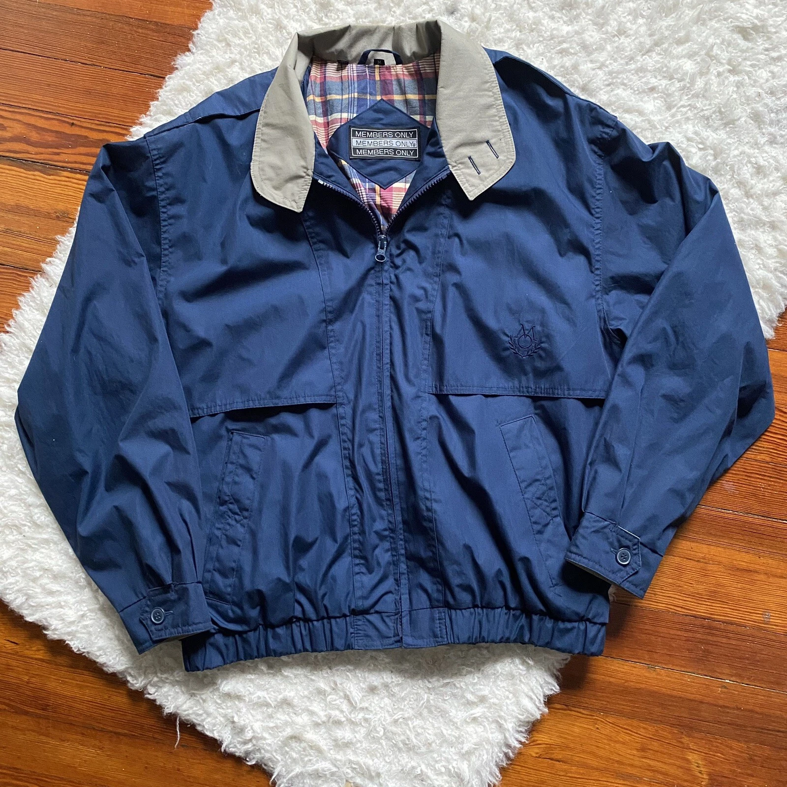 Members Only Blue Bomber Windbreaker Jacket • Medium