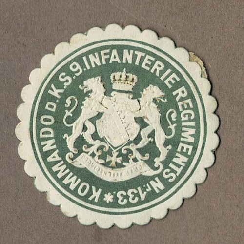 Siegelmarke Militär Sachsen: KOMMANDO D. K. S. 9. INFANTERIE REGIMENTS Nr. 133.
