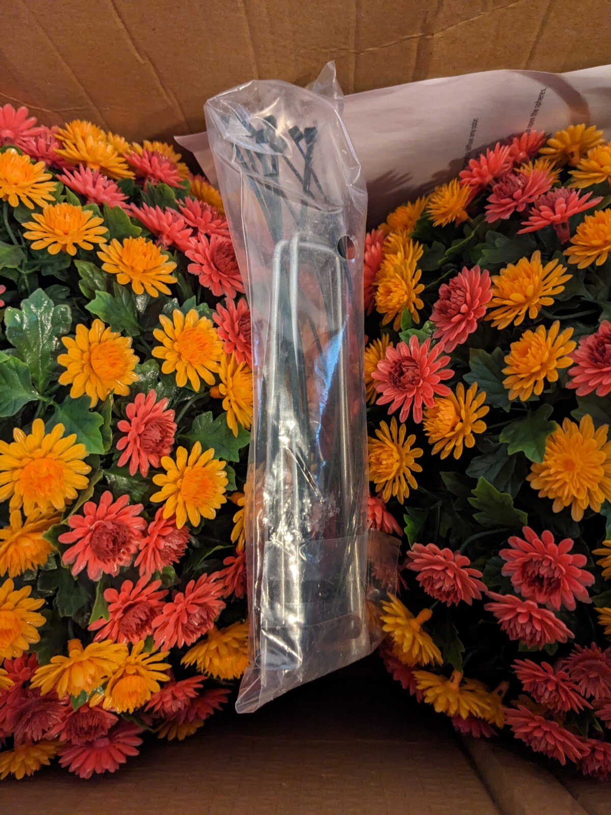 Wicker Park Set of 2 12" Harvest Faux Mum Spheres Berry/Orange eBay