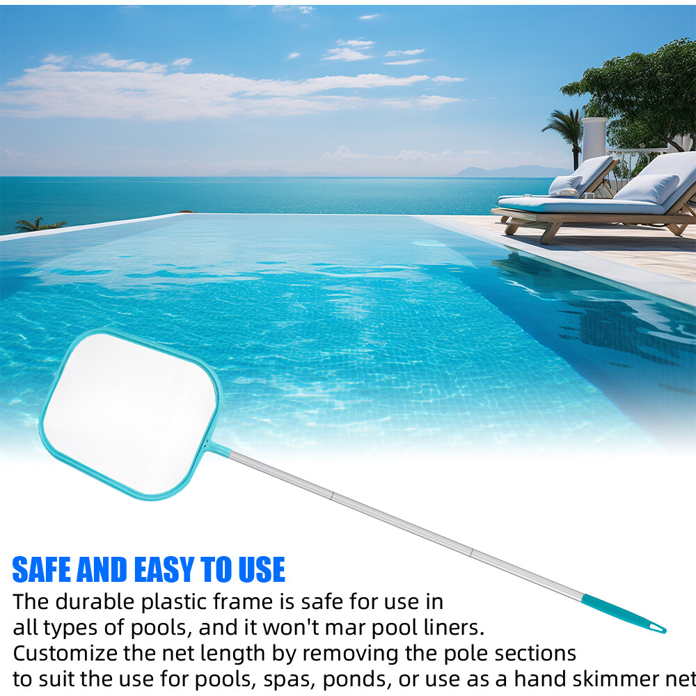 Pool cleaning net Blue shallow net with five-section pole
