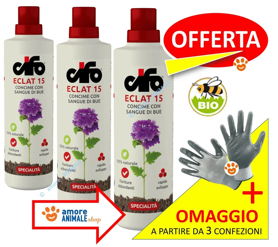 Cifo ECLAT 15 - Lt 1 Concime con Sangue di Bue Piante Giardino (da T. c. +GU)