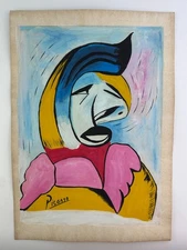 Pablo Picasso COA Art Painting Original Drawing Vintage Paper Signed