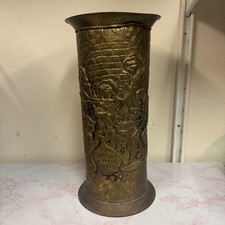 Gold Brass Plated Tall Storage Bucket Coal Scuttle Pattern Home Decor 