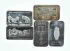 Lot 5 VINTAGE 1 Oz Silver Bars/Rounds Art Bars Collection Poured .999 *472