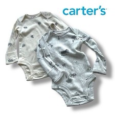 Carter's Bodysuit 2 Pair Print Long-Sleeve Cream Gray Size 3 Months New