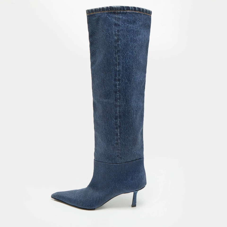 Bottes en denim bleu Alexander Wang taille 37 longueur genou - Photo 1/4