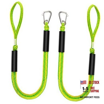 Bungee Dock Lines - Quick and Easy Dock Rope 1 Loop 1 Clip End Green Yellow