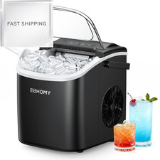 EUHOMY Countertop Ice Maker Machine with Handle, 26lbs in 24Hrs, 26lbs, Black
