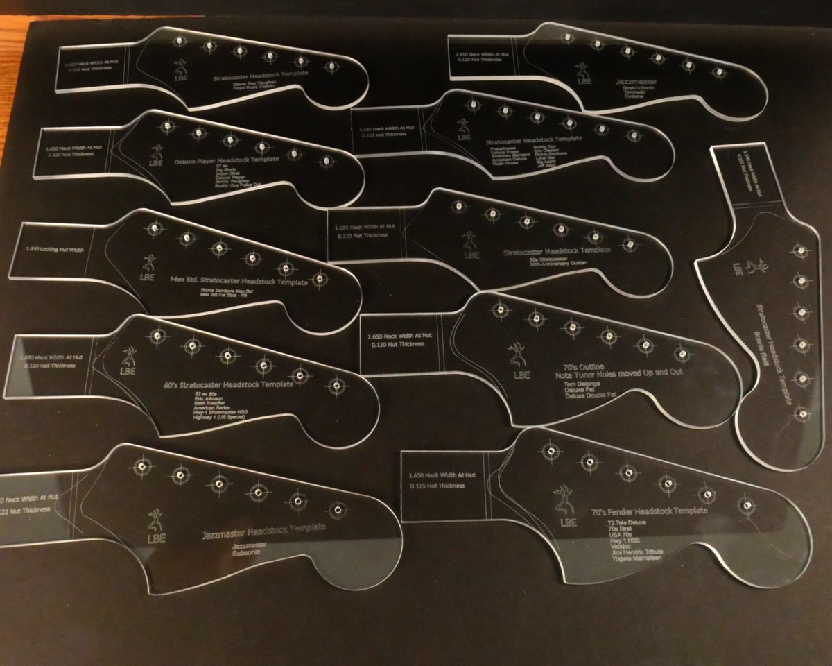 Personalizzato Guar Headstock Acrylic Nome Distintivo Con Retro