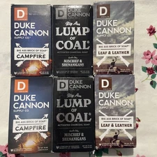 Lot 6~Duke Cannon Big Ass Brick Soap Leaf&Leather Campfire & Lump Coal NEW