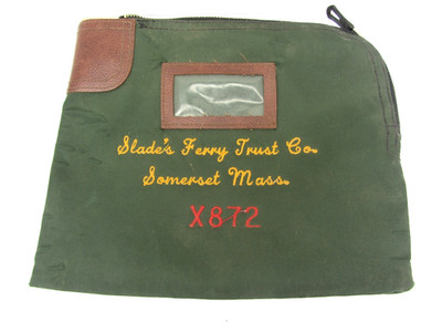 Vintage Slades Ferry Trust Co. Locking Canvas Bank Bag No Key!!