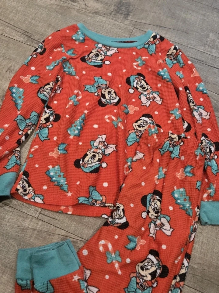 Disney Niñas Minnie Mouse Manga Larga Pijama Tejido Gofre Conjunto Mediano 7/8 Foto 2 de 4