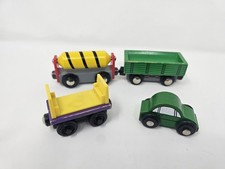 Wooden Train Cars 4 Pieces Magnetic Train Set - Thomas, Brio Compatable