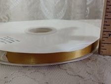 3/8" Wide x 100 Yards Single Face Side GOLD Satin Polyester Ribbon Crafts