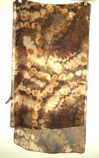 Vtg NORDSTROM Made In Fance Women's Brown Long Soi Silk Seide Scarf Size-56x15"