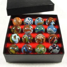 JABO, Inc. 3/4" Foxfire II contract run set of sixteen mint condition marbles.