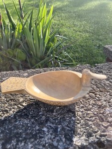 HAND-CARVED 1970sSwedish Duck Bowl - Folk Art Decor - Vintage/Antique 