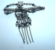 x Small Lilla Rose Flexi Hair Clip Blue Gray Pearls with Waterfall New with Tag