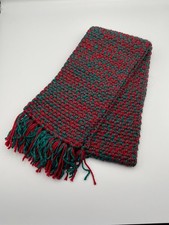 Crochet Scarf, Handmade, Never Used, Red/Green, 100 Acrylic