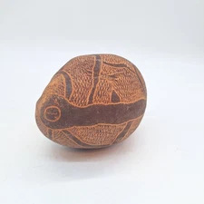 Aboriginal etched carved large boab nut indigenous folk art Australia abstract b