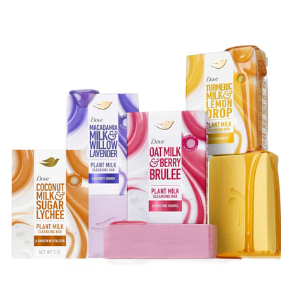 Plant Milk Cleansing Bar Soap Variety Pack 4 for Moisturized Skin, with Gentle C