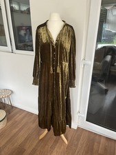 Joe Browns Velour Midi Dress Olive Green Long Sleeve Vintage Victorian Boho