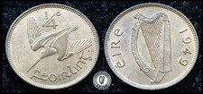 #450 - Ireland 1949 | Irish 1/4d | Farthing | Woodcock | KM.9 | UNC