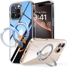 TORRAS 360° Spin Magnetic Stand for Iphone 16 Pro Max 6.9Inch Magsafe Clear Case