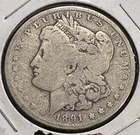 1891-O New Orleans Mint Morgan Silver Dollar 90% Silver Coin (.7734 ASW Ozt)