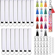 60 Pcs/15 Set Sublimation Blanks Wristlet Keychain Set, Sublimation Lanyard Blan