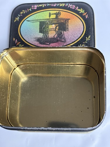 Vtg Style Singer Sowing Machine Black Metal Tin Storage Box Bristol Ware - Picture 5 of 10