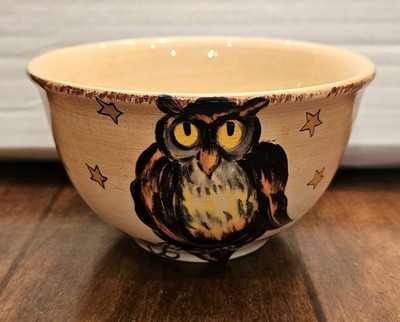Vintage Tabletops Unlimited Halloween Wonderland Owl Ceramic Bowl Hand Painted