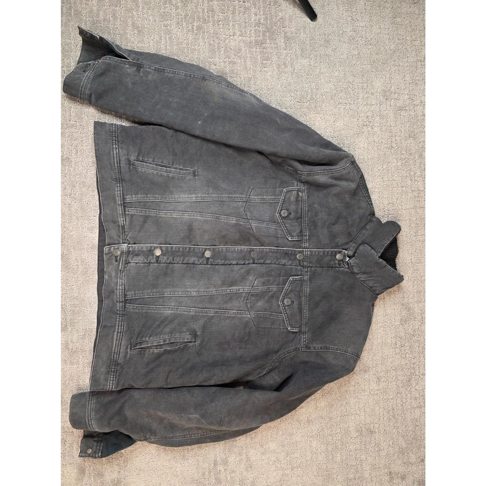 Old Navy Black Wash Sherpa Lined Denim Trucker Jacket Size XL - product detail image 5