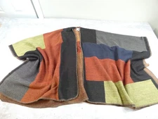 Hayden Las Angelas Terracotta Muted Color Block Poncho Wrap Cozy Classic Artsy