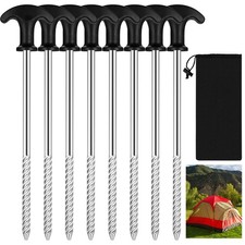 8 Pcs Piquets de Tente, Piquet de Tente a Visser, 21 cm Piquet Ancrage Sol