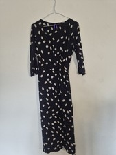 Seraphine Maternity Nursing Wrap Dress Navy Polka Dot 3/4 Sleeve Size UK 8 US 4