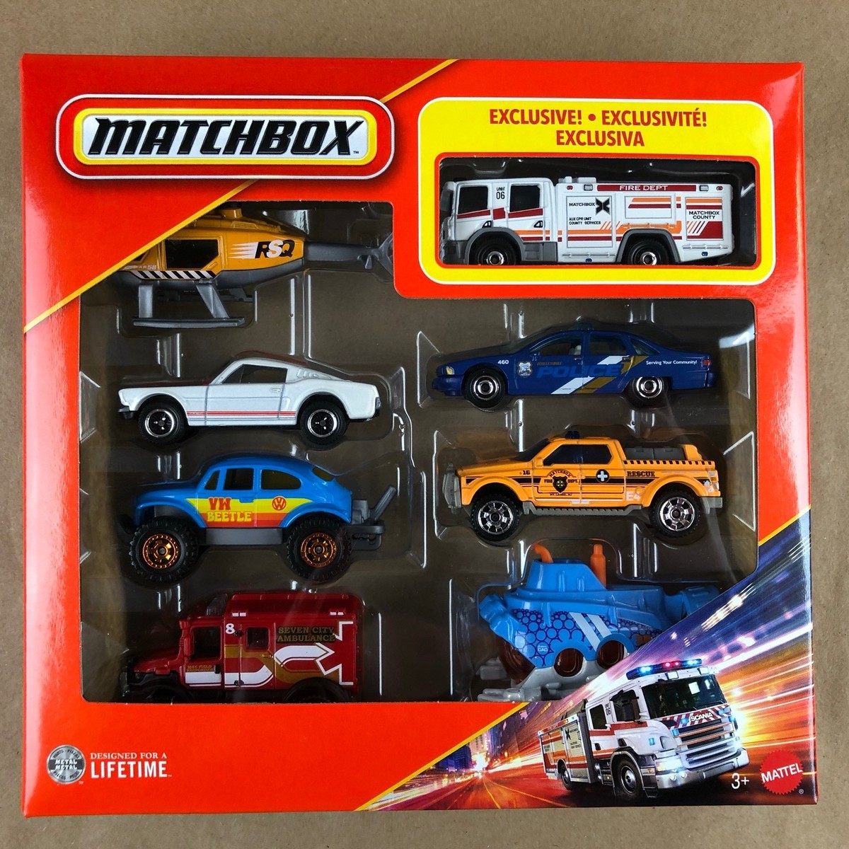 2026 Matchbox 8-Pack Exclusive Scania P360 Fire Truck White 1:64