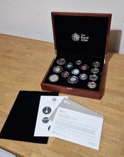 2017 Royal Mint UK Premium PROOF 14 Coin Set in Wooden Case - COA and Booklet