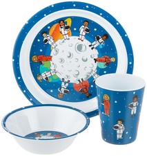 3 Piece Dinnerware Set, Space Themed, BPA-Free Melamine, Multicolor, Feeding Set
