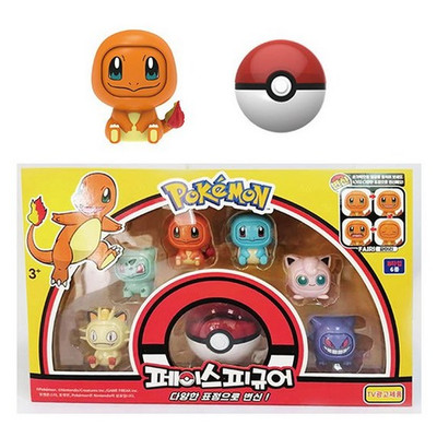 Pokemon Face Figure 6pcs Set Official Face Change Figure