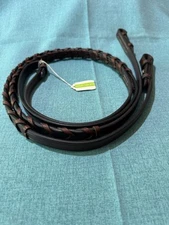 NEW 119 Bobby’s 5/8”x48” Havana Silver Spur Flat Leather Laced Snaffle Rein